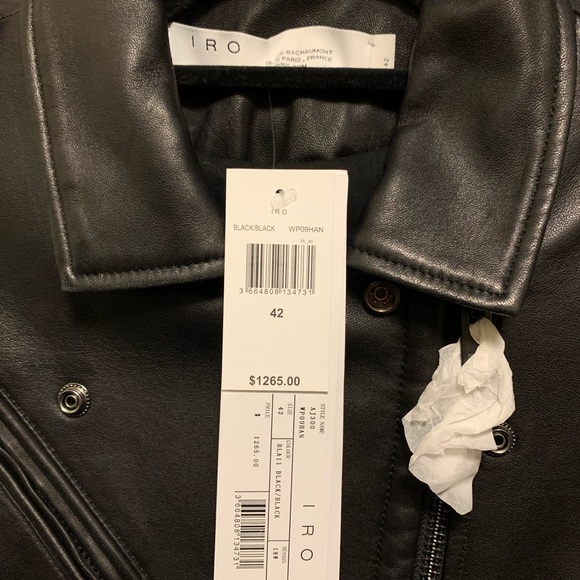 IRO Han Black Lambskin Leather Zip Moto Jacket